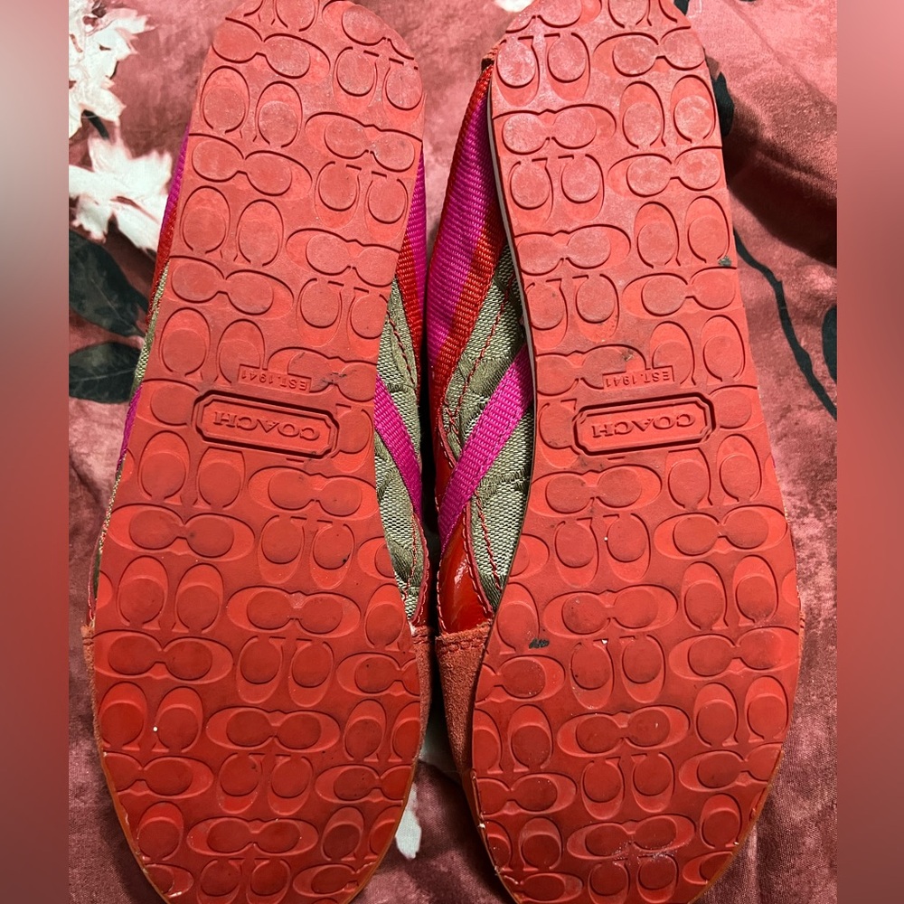 Coach Red and Pink Women's Sneakers - Picture 5 of 8